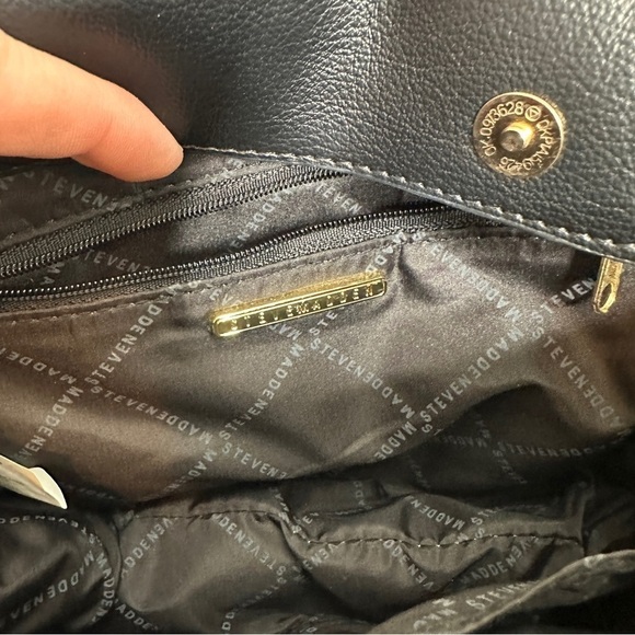 STEVE MADDEN Womens Black Bwebber Straw Satchel Crossbody purse - Picture 4 of 7